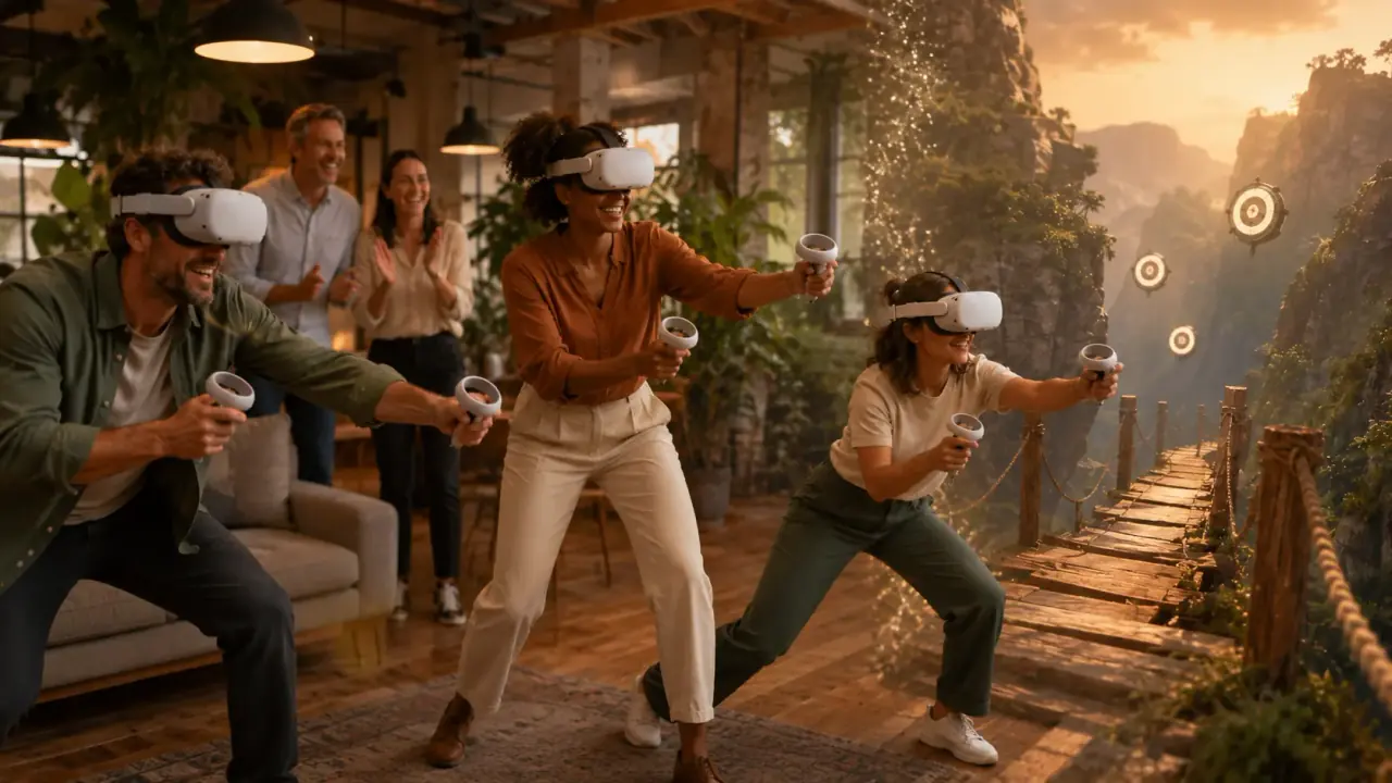Participant relevant un défi VR rapide lors d'un événement